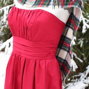 David's bridal strapless Red Dress, Holiday size 4